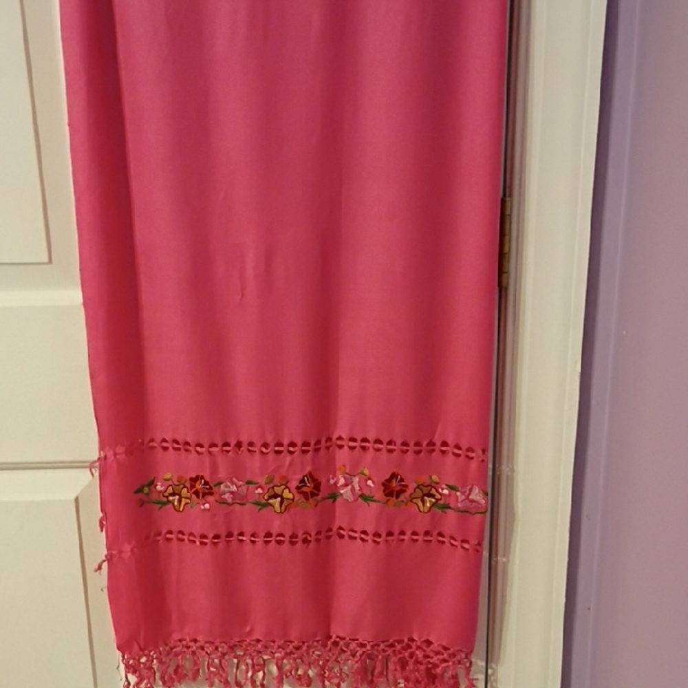 Collection XIIX Fuchsia Scarf with Embroidery